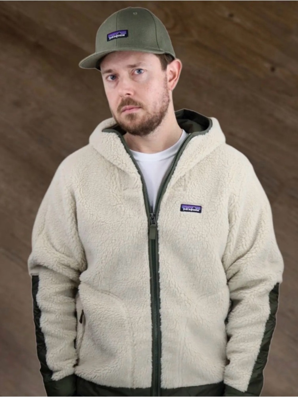 Patagonia Men’s Retro-X Hoody Sherpa Fleece Jacket Natural Olive